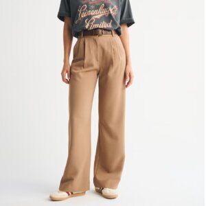 Brown A&F Sloane Tailored Wide Leg Pant